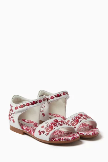 Maiolica-print Sandals in Leather