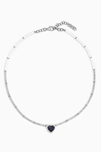 The Enamoured Diamond & Sapphire Necklace in 18kt White Gold