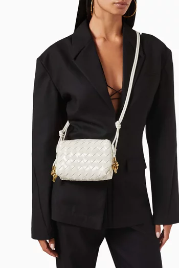 Mini Loop Crossbody Bag in Intrecciato Leather