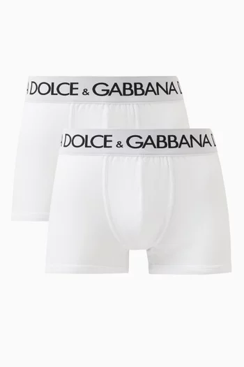 Logo Print Boxers in Cotton Stretch, Set of 2