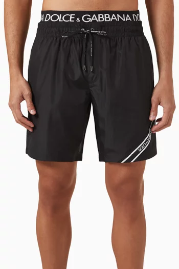 Side Stripe Swim Shorts in Nylon