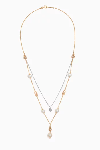Kiku Freshwater Pearl Layered Necklace in 18kt Gold