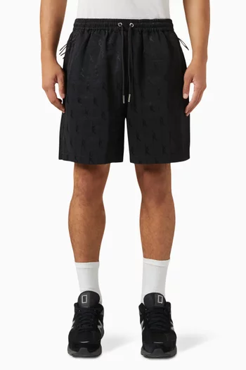 Faille Cedar Jacquard Logo Shorts in Cotton Blend