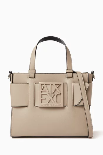 Medium AX Logo Susy Tote Bag in Faux Leather