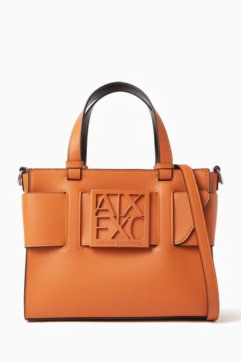 Medium AX Logo Susy Tote Bag in Faux Leather