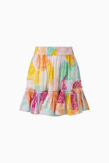 Abstract Doodle Print Skirt in Viscose