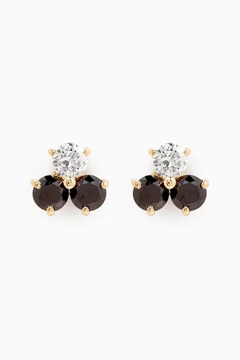 Black Diamond Cluster Stud Earrings in 18kt Gold