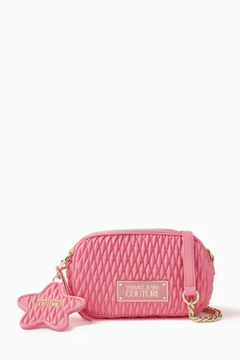 Versace Jeans Couture Pink Quilted Patent Shoulder Bag Versace