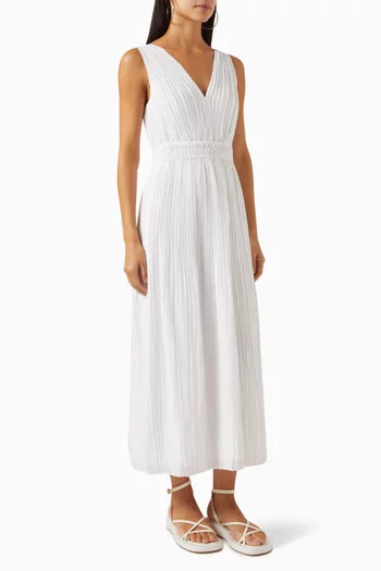 Pleated Double V-neck Maxi Dress in LENZING™ ECOVERO™-blend