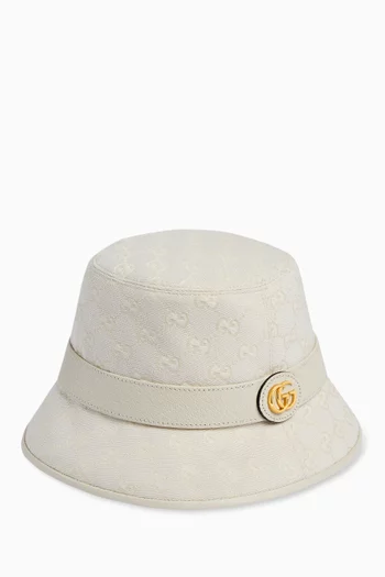 قبعة باكيت بشعار الماركة قنب بنقشة حرفي GG‏