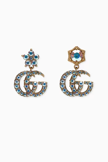 Double G Crystal Drop Earrings