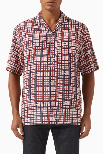 Square G Tartan-print Shirt in Linen