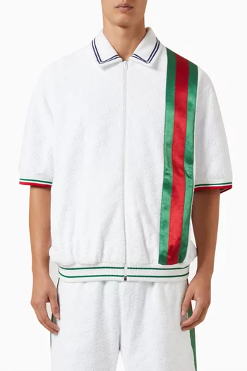 GG Zip-up Polo Shirt in Cotton-terry