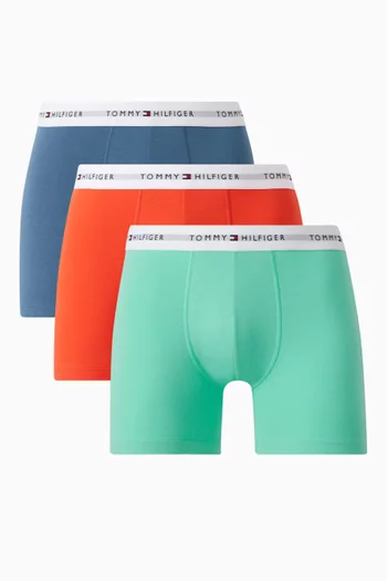 Logo Waistband Boxer Briefs in Cotton, Pack of 3