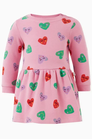 Hearts-print Dress in Cotton