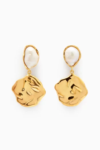 Wave Dangling Earrings in 18kt Gold-plated Brass