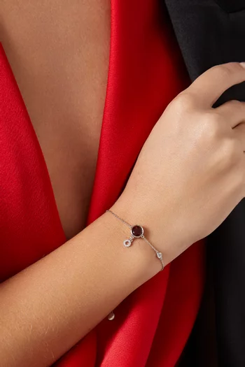 Vera Bolo Garnet & Diamond Bracelet in 18kt White Gold