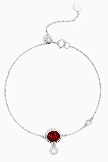 Vera Bolo Garnet & Diamond Bracelet in 18kt White Gold