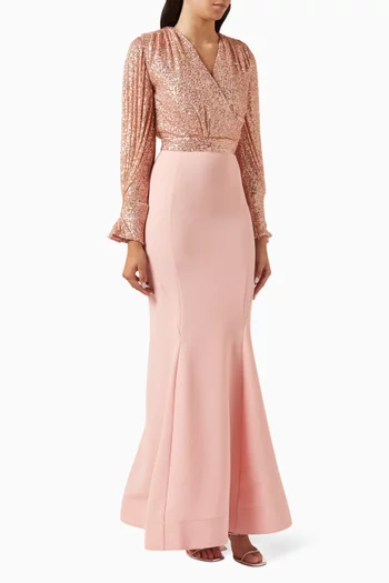 Draped Sequins Top Gown