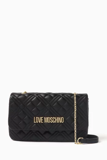 Small Logo Crossbody Bag in Quilted Faux Leather