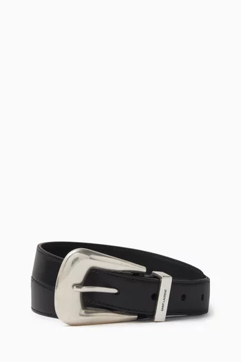 Folk Buckle Belt in Smooth Leather