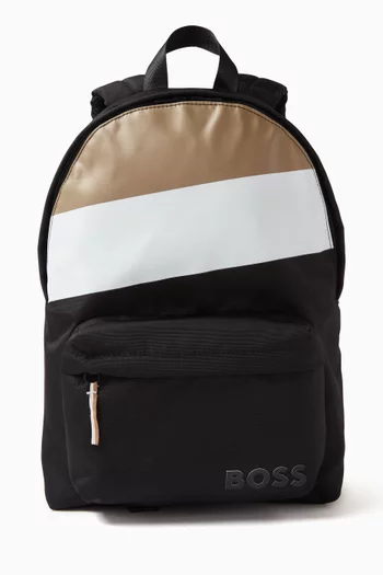Striped Logo Backpack in Polyester