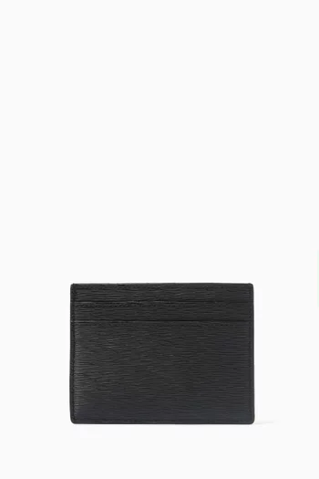 Logo Card Case in Ripple-embossed Leather