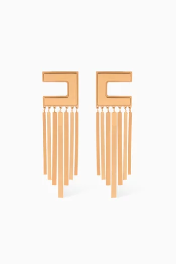 Logo Pendant Clip Earrings in Metal