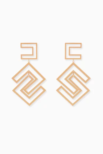 Inlaid Logo Earrings in Metal