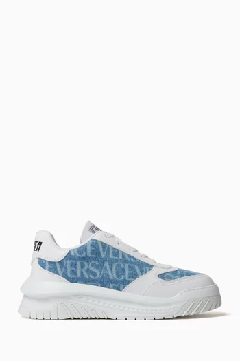 Odissea Logo Sneakers in Cotton and Leather