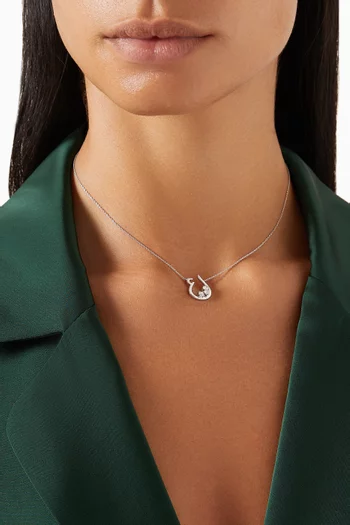 Arabic Initial Trio Sparkle Diamond Necklace in 18kt White Gold