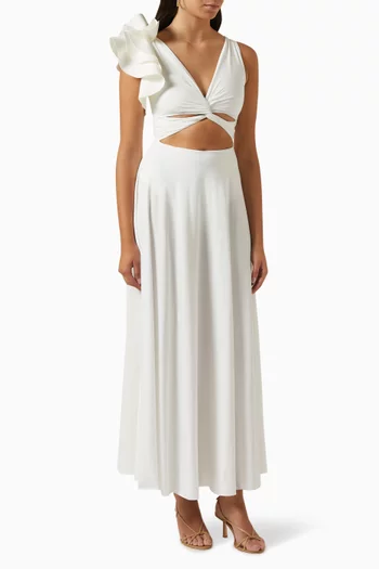 فستان بلانكا طويل بوجهين نايلون مطاطي