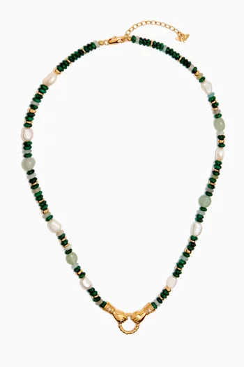 x Harris Reed Good Hands Multi-gem Necklace in 18kt Gold-plated Recycled Brass