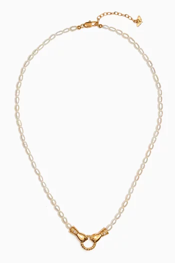 x Harris Reed Good Hands Pearl Necklace in 18kt Gold-plated Recycled Brass