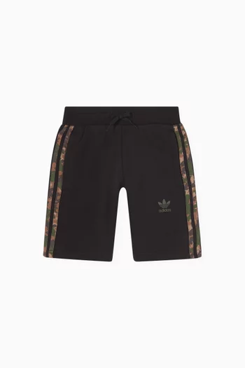 Camo-striped Shorts in French Terry