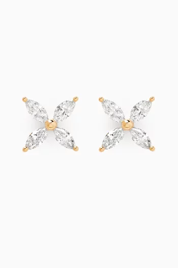 Diamond Lily Pad Earrings in 18kt Yellow Gold