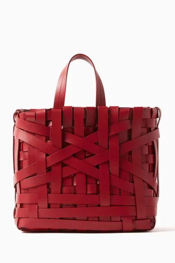Woven Medium Tote in Leather