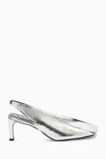 High Heeled Pumps in Metallic Leather