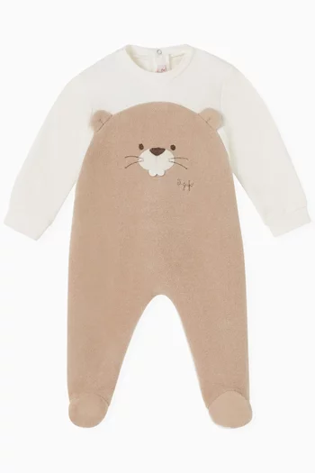 Bear-motif Sleepsuit in Jersey