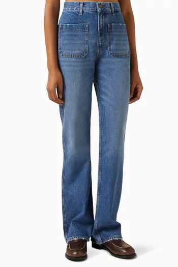 Flared Faded Jeans in Denim