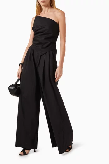 Harper Wide-leg Pleated Pants in Cotton