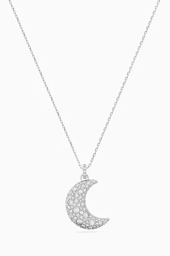Luna Moon Pendant Necklace in Rhodium-plated Metal