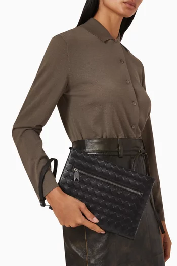 حافظة مستندات صغيرة جلد مجدول