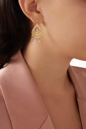 Lydia Arabesque Dangle Earrings in 18kt Yellow, White & Rose Gold