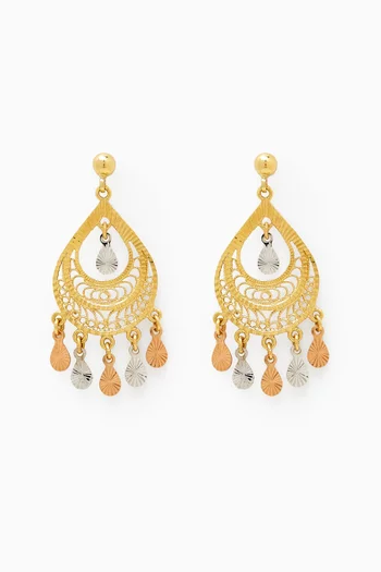 Lydia Arabesque Dangle Earrings in 18kt Yellow, White & Rose Gold