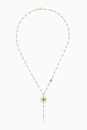 Amelia Athens Beaded Lariat Necklace in 18kt Yellow Gold