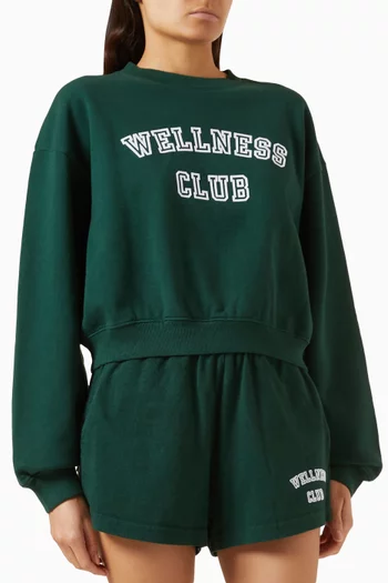 Wellness Club Flocked Crop Sweatshirt in Cotton