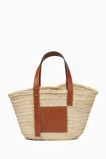 Basket Bag in Palm Leaf & Calfskin