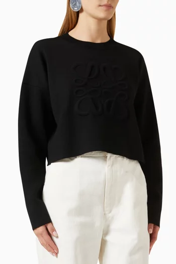 Anagram Cropped Sweater in Wool