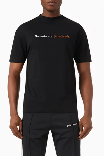 Sunsets Slogan Print T-shirt in Cotton